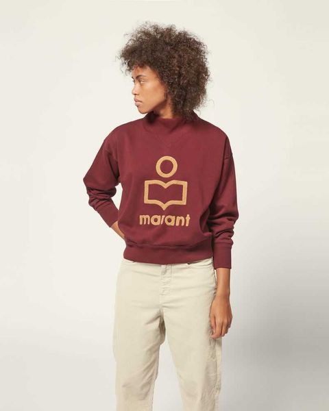 

isabel marant women hoodie designer pullover sweatshirt flocking print half high collar long sleeve loose terry sweater for fashion hoodies, Black