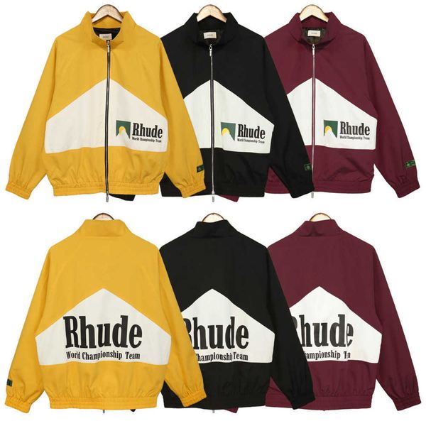 

2023 designer brand rhude jackets spring fall rhude biker jacket windbreaker couples waterproof outdoor jacket mens hoody varsity jacket men, Black;brown