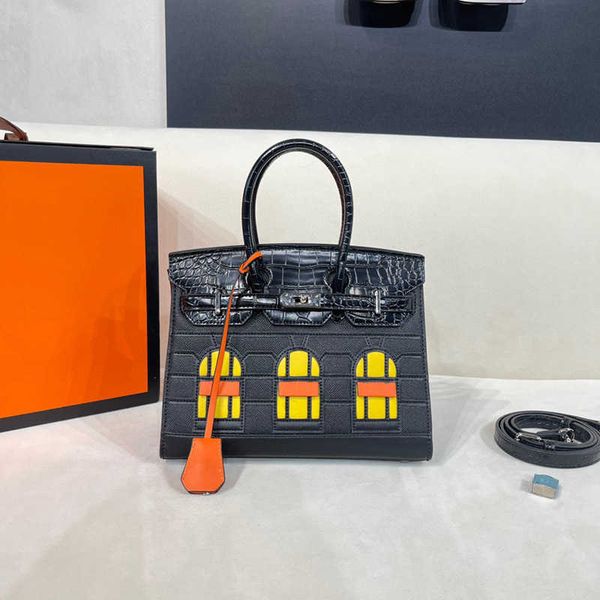 

designer bag women's handbag single shoulder new solid color small home tote bag crocodile print metal buckle mini luxury crossbody bag