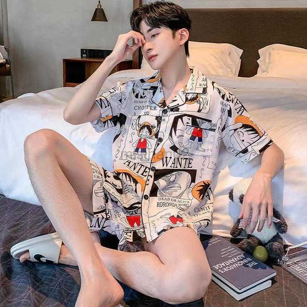 

women's sleep lounge 4xl big size pajamas for men ice silk home clothes summer thin pyjama for young boy anime pijamas japan sleepwear