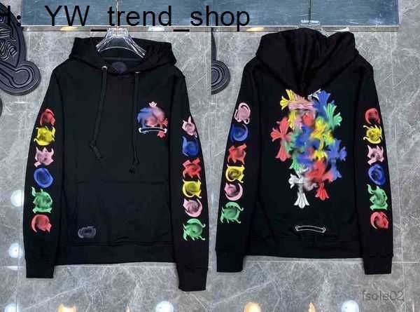 

2023mens hoodies designer chrome winter sweatshirts heart hoodie ch long sleeve zipper jacket loose coat hooded hoody men woman hip hop chro, Black