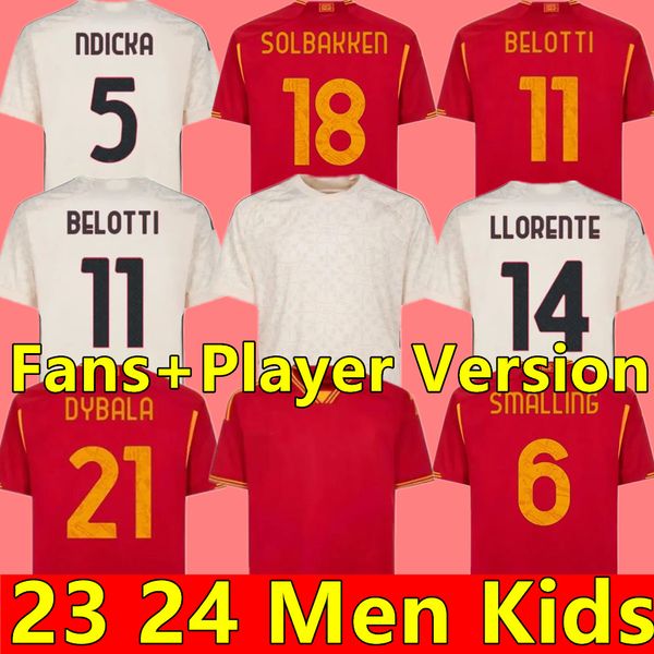 

23 24 dybala romas soccer jerseys maglia pellegrini belotti celik abraham 2023 2024 football shirts mancini kumbulla men kids kit el shaaraw, Black;yellow