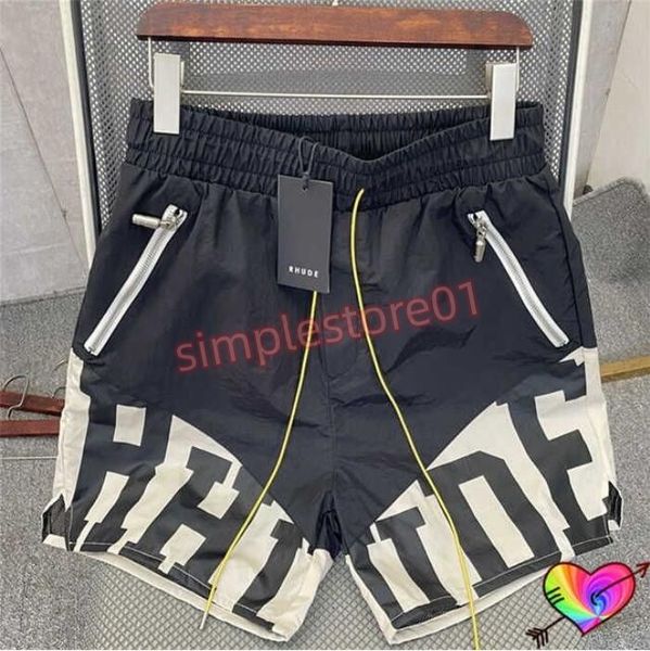 

black rhude mesh shorts men women 1 quality pill zip pockets slightly oversize premium nylon flight breeches 8rgm hj01, White;black
