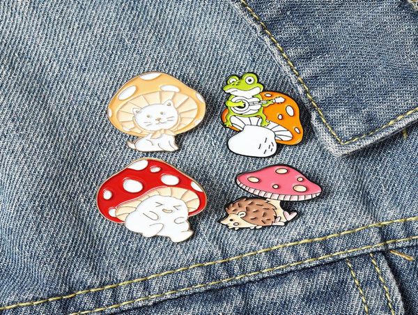 

mushroom woodland elf enamel pins guitar frog cute brooches badges fashion pin cartoon gifts for friends whole2133423, Gray