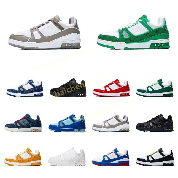 

2023 designer sneaker virgil trainer casual shoes calfskin leather abloh white green red blue letter overlays platform low sneakers size 36-, White;red