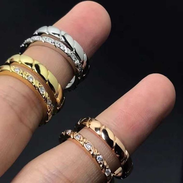 

chaumets rings jewelry shangmei series ring titanium steel smooth face full diamond ring rose gold colorless cross ring gift for friends, Silver