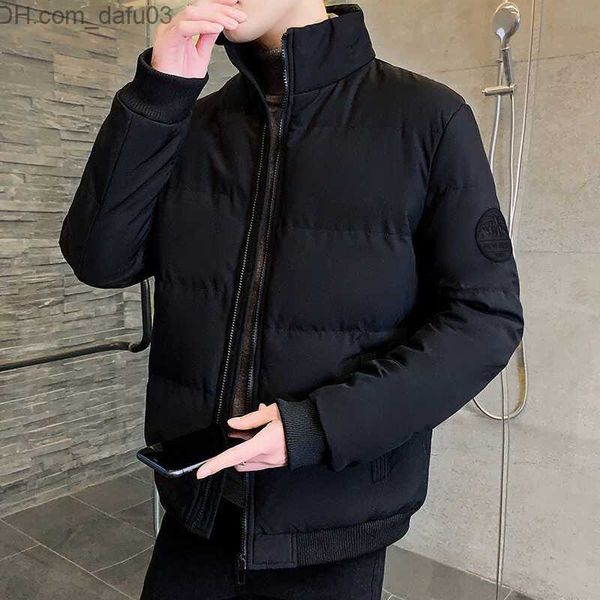 

men's down parkas men's down parkas brand fashion men winter jacket stand collar designer male cotton padded coats thick warm oute, Black