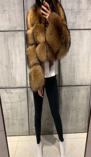 

raccoon fur coat women real fur coat natural raccoon long sleeve8842413, Black