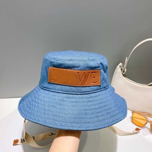 

royewell hat children fashion niche net red bucket men with wind rope hepburn style foreign korean version, Blue;gray