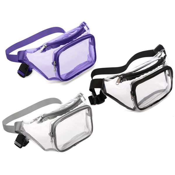 

evening bags women men waist bag stitching clear double-layer zippers waterproof waist bag adjustable wide buckle straps pack 230726