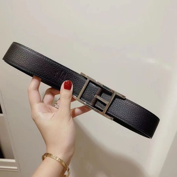 

classics men belts designer mens and woman fashion togo leather classic reversible belt black brown h gold silver buckles 3.2-3.8cm h287