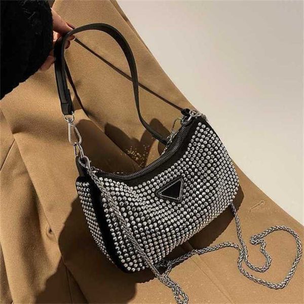 

2023 luxury bags female spring and hobo armpit full of diamond shoulder chain portable