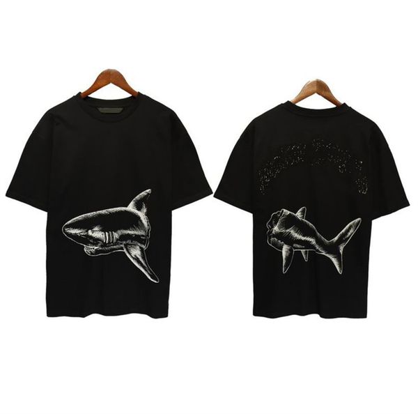 

2023 spring and summer new short-sleeved t-shirt heavy industry design with high-end fabrics while incorporating character elements same sty, White;black