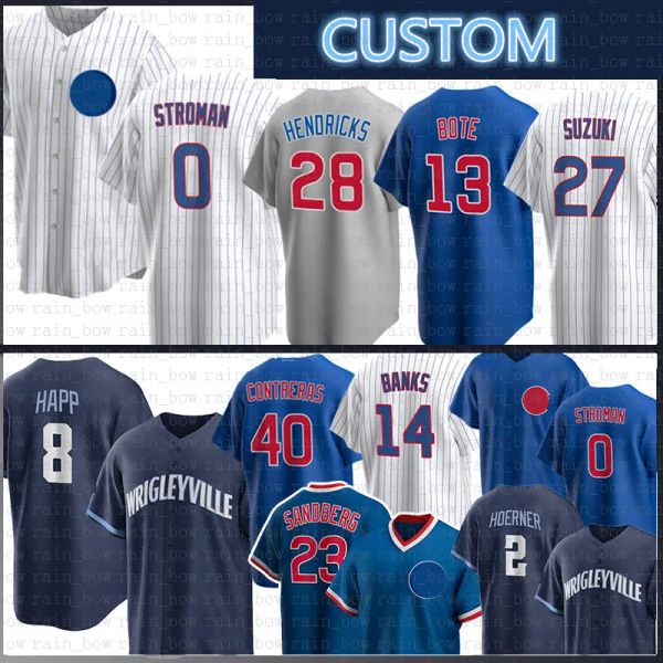 

cubs baseball jersey ian happ chicago david bote marcus stroman seiya suzuki nico hoerner ernie banksryne sandberg willson contreras clint f, Blue;black
