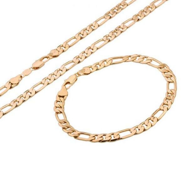 

183s18k gold plated men necklace and bracelet set 60055 mm and 19055 mm6153183, Silver