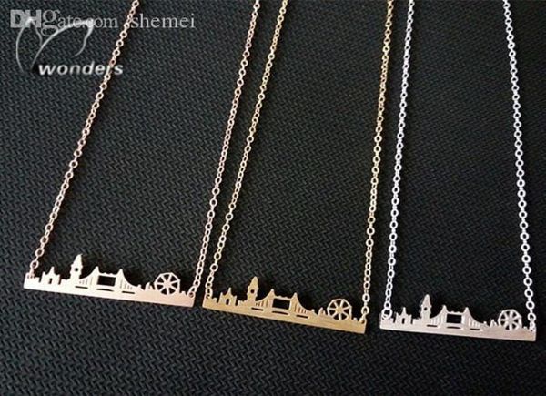 

whole2015 skyline fashion jewelry goldsilverrose gold friendship gift stainless steel cityscape london necklace pendant9072561, Silver