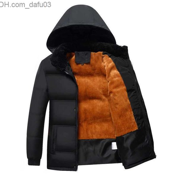 

men's down parkas men's down parkas winter casual padded jacket hooded thick coats waterproof medium and long size windbreaker plu, Black