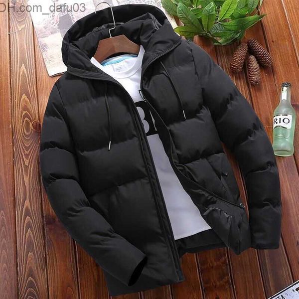 

men's down parkas men's down solid color zipper warm fitness fashion men's coat cotton winter men new thick winter men casual, Black