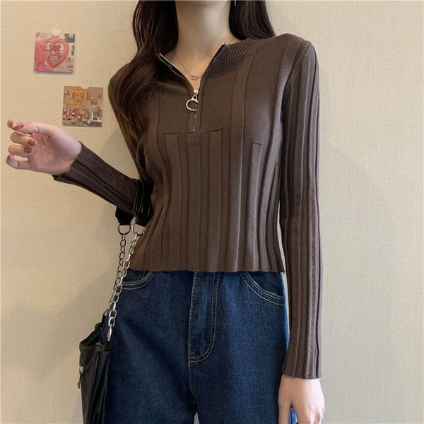 

women's sweaters woman pullover autumn leisure loose zip sweater femme chandails 230727, White;black