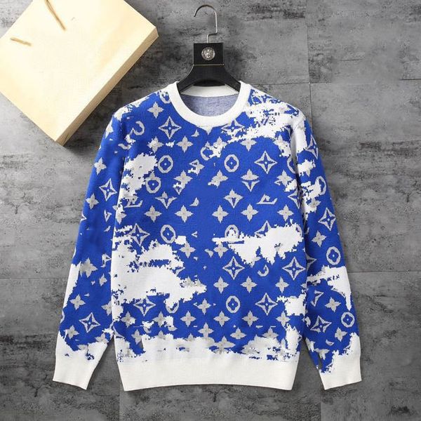 

23ss mens sweaters autumn fashion v-neck streetwear pullover sweatshirts long sleeved t-shirt women crew neck letter print sweaters size -3, White;black