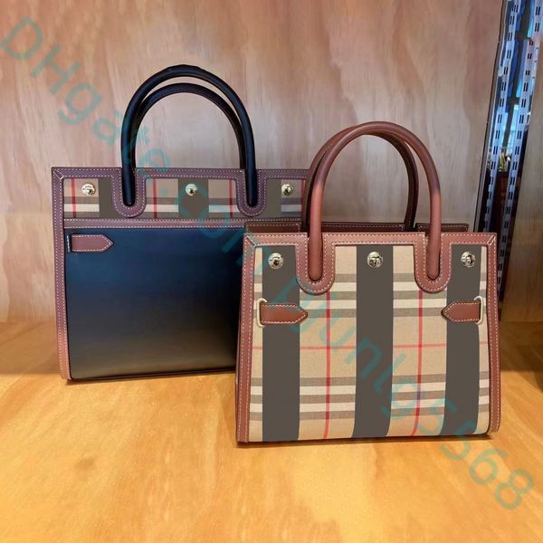 

luxury designer shoulder bags title handbag lady tote bags two-tone bags rivet totes check pattern voluminous evening bags fashion shopping