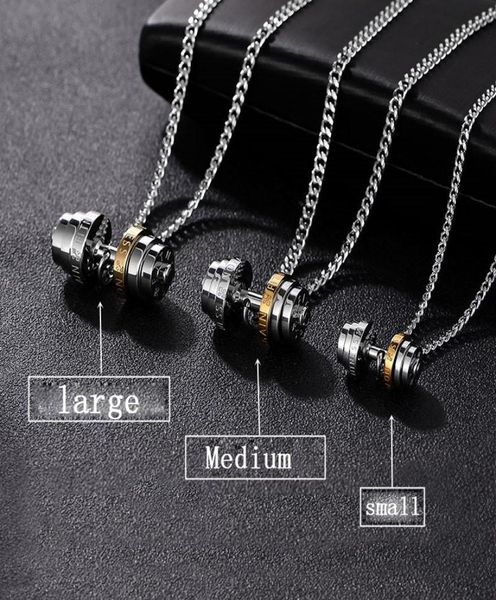 

barbell steel color stainless steel necklace mens couple pendants fitness sport man fitness accesories jewelry on the neck pride4809916, Silver