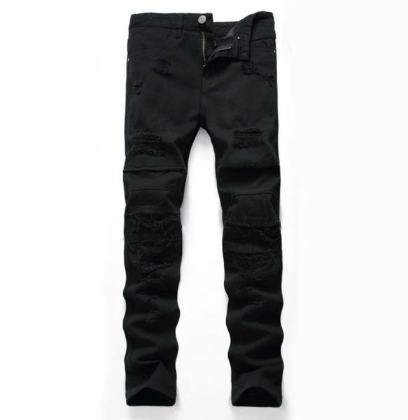 

new mens jeans 2018 male trousers men pants casual skinny streetwear pants black hole hip hop elasticity pantalon homme5506934, Blue