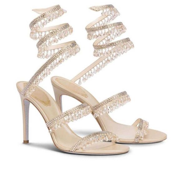 

sandals r caovilla wedding dress sandal women high heels shoes romantic lady chandelier nude stiletto sandals jewelry sandalies ankle stra90, Black
