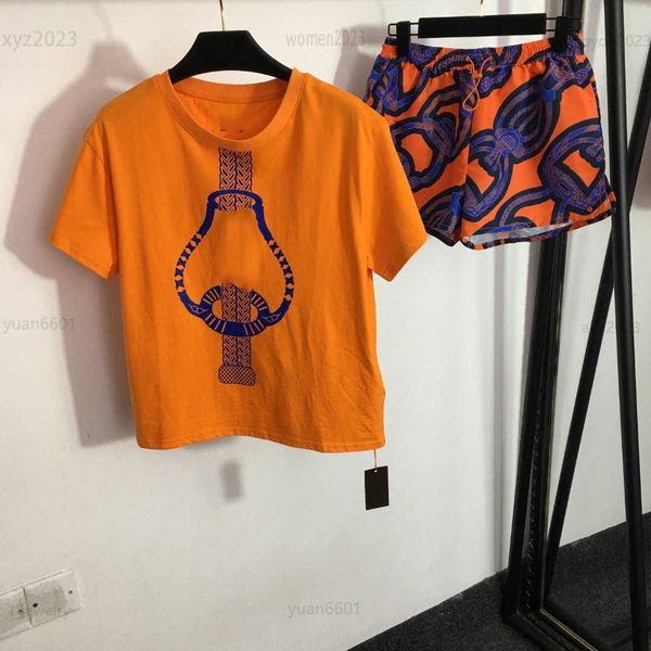 

designer womens sports suit tracksuits size s-l 2pcs fashion printed short sleeved t-shirt and drawstring elastic waist shorts july25, Gray