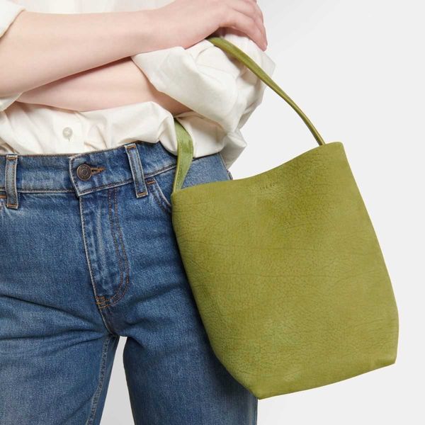 

the row butter fruit green bucket bag large capacity tote bag one shoulder handbag cowhide women's bag