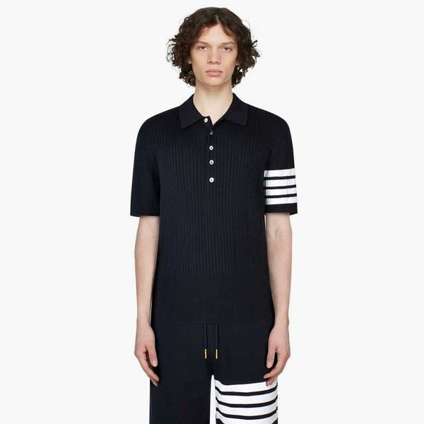 

bonzero japanese academy style fashion 5/4 sleeve knitwear men's and women's summer same polo short polo shirt, Black;brown