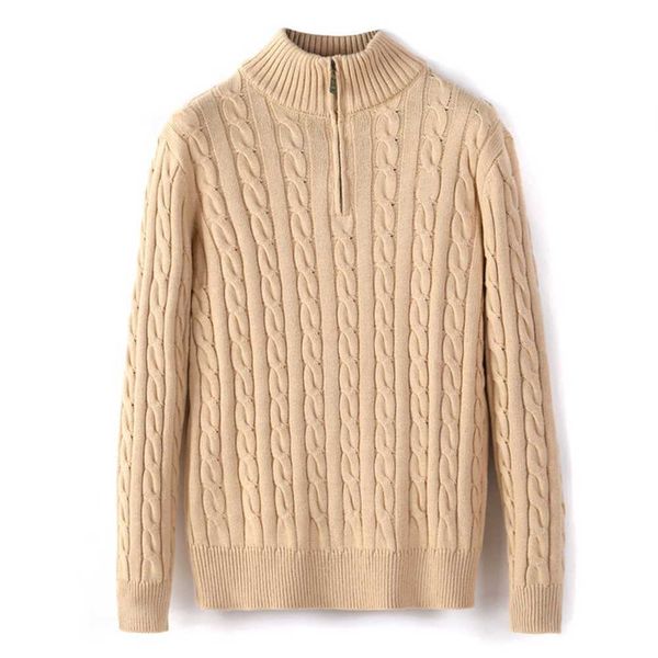 

mens sweater winter fleece thick half zipper high neck warm pullover quality slim knit wool designer knitting casual jumpers zip brand cotto, White;black
