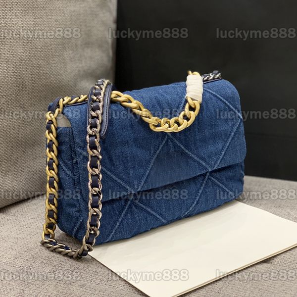 

10a mirror quality designers small medium 19bag womens blue denim bags luxurys handbags quilted flap purse crossbody shoulder chain strap ba
