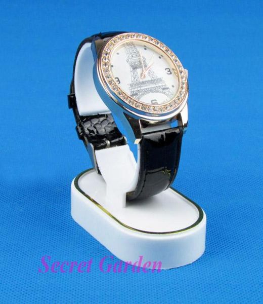 

whole 20 white plastic watch display stand holder0123453621785, Black;white