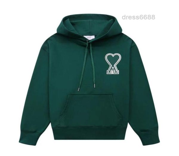 

hoodie designer ami2022 falembroidery love letter a stand collar zipper sweater for men the same pure color casuasimple co4544731, Black