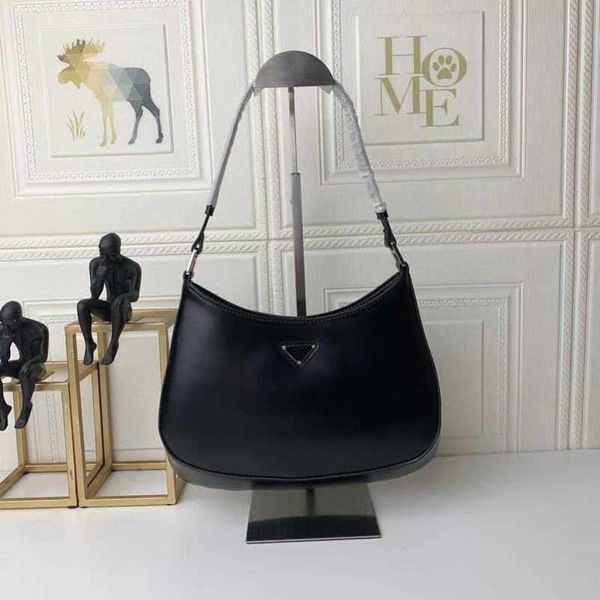 

luxury bags 2023 new underarm mid ancient half moon handbag genuine leather triangle label women's bag