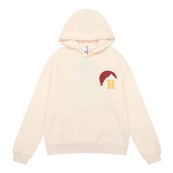 

rhude hoodie men us trendy design pocket cotton hooded long sleeve t-shirt casual male and female lovers same street fashion stamping pullov, Black