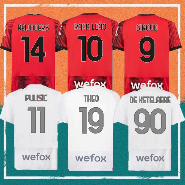 

23/24 milans reijnders giroud soccer jerseys 2023 pulisic theo tonali bennacer shirt romagnoli rafa leao okafor s.castillejo de ketelaere fo, Black;yellow