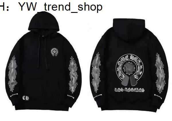 

2023mens hoodies designer chrome winter sweatshirts heart hoodie ch long sleeve zipper jacket loose coat hooded hoody men woman hip hop chro, Black