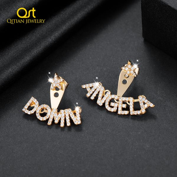 

hoop huggie custom studs earrings for women customized name earring trend zircon letter iced out charm jewelry 230727, Golden;silver