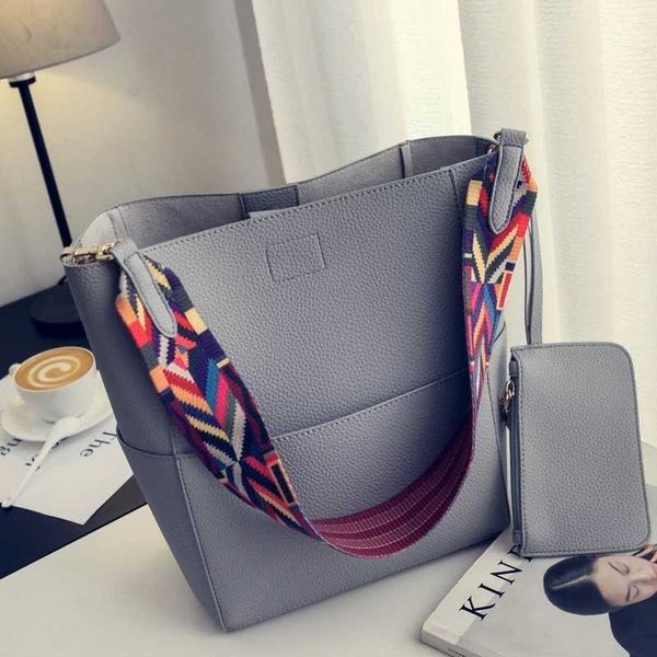 

brand designer women handbag and purse large capacity colorful strap shoulder bag pu leather bucket crossbody bags big totes