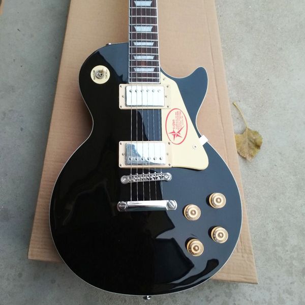 

lp standard ebony 1976 glossy black solid mahogany electric guitar