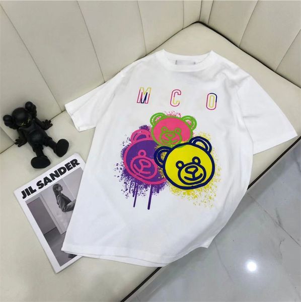 

2023 spring and summer new short-sleeved t-shirt heavy industry design with printed men's and women's short-sleeved men's tre, White;black