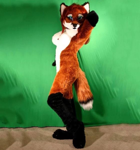 

fox mascot costume furry animal walking performance costume halloween party dressup outfit advertising9074449, Red;yellow