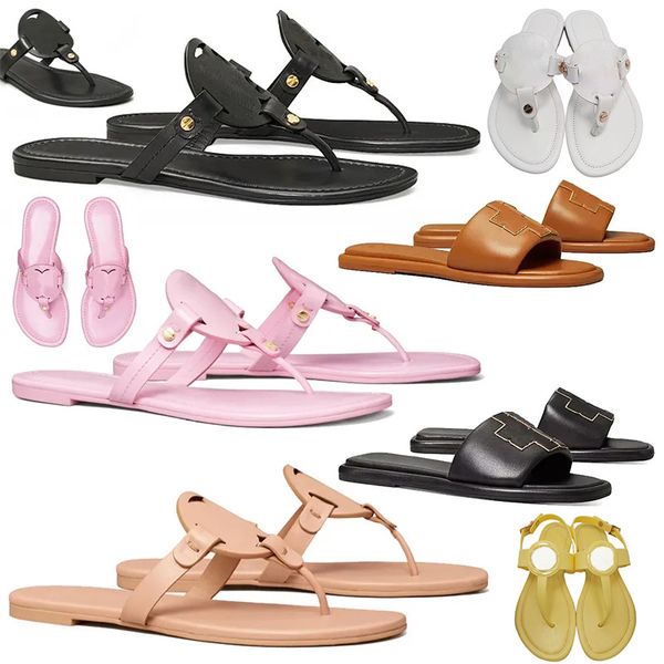 

designer sandals flat sole flip flops leather mules for women ladies fashion sliders womens slipper outdoor shoes size 36-41, Black