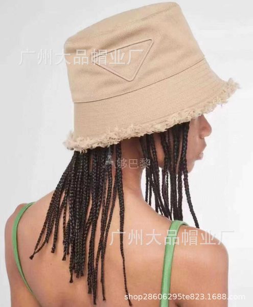 

designer prad hatp family's rough edge cowboy bucket female summer literature sun foldable edging basin washing cloth, Blue;gray