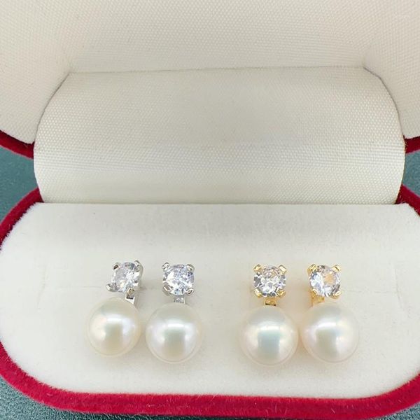 

stud earrings arrival fashion pearl for women jewelry freshwater with princess style earring wedding, Golden;silver