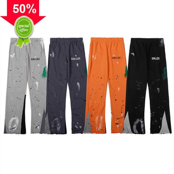 

men's pants men galleries sweatpants dept speckled letter print women's couple loose versatile casual straightqysftyda, Black