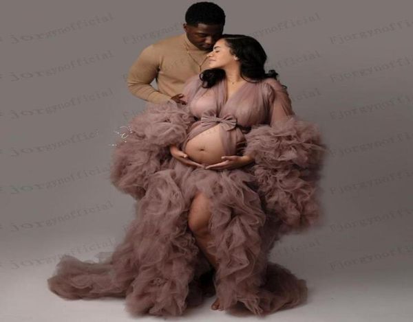 

dusty pink ruffles maternity dresses for po shoot evening gowns robe femme maxi dress casual3427503, Black;gray