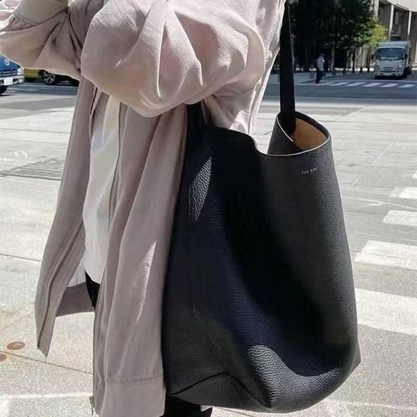 

the row leather large capacity commuter tote bag high level cowhide bucket bag one shoulder handbag women ezd2